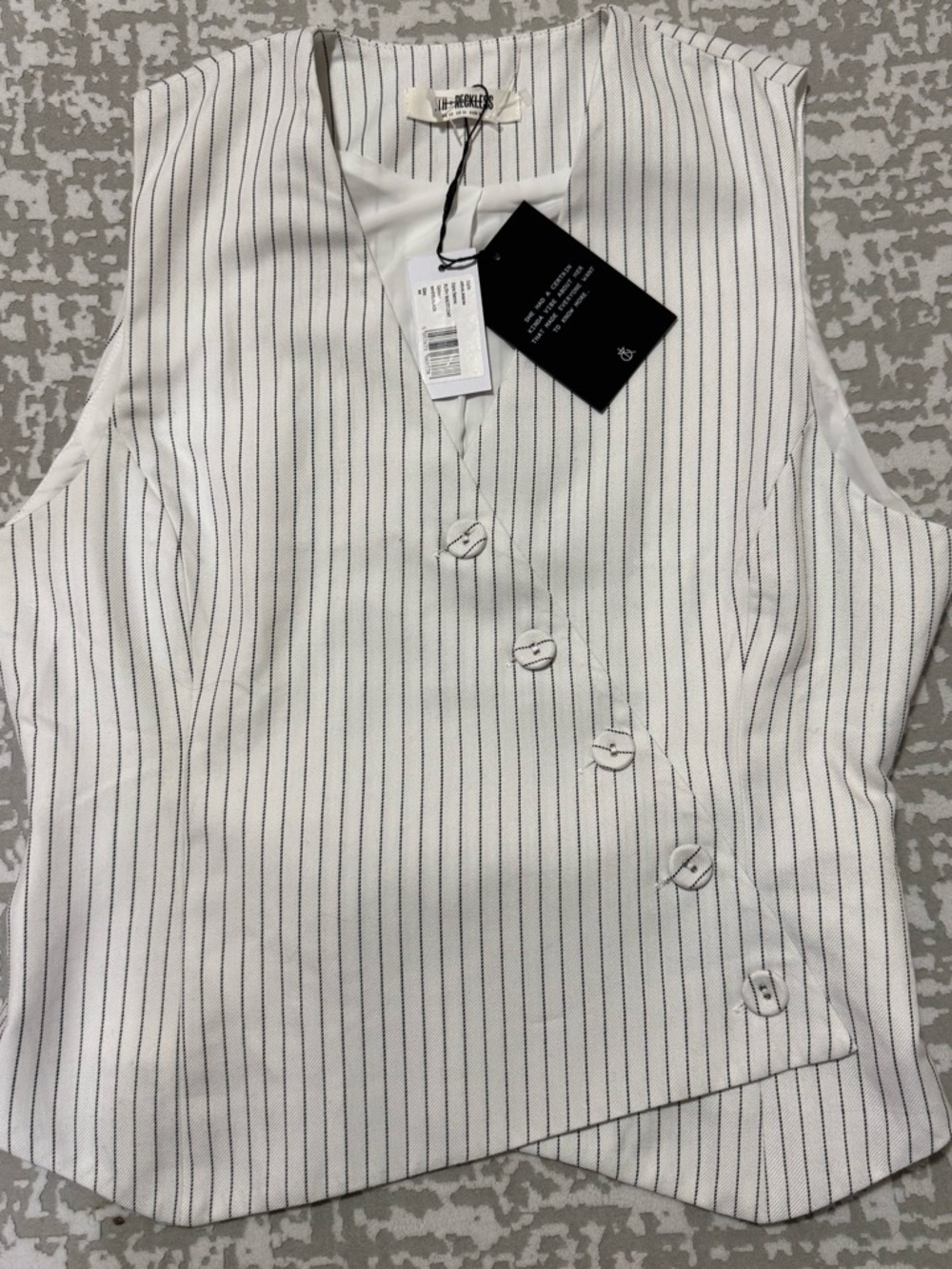 4TH Reckless, Model Ruth Waistcoat colors Wihte/Black Button Vest women’s size M